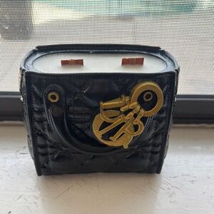 Black Candle Holder with Gold Nautical Accent